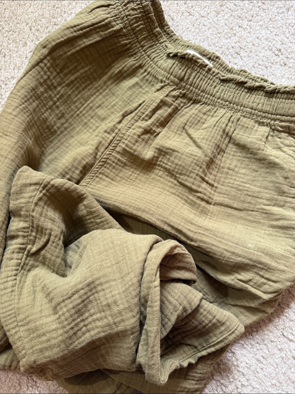 H&M Olive Green Women’s Relaxed Gauze Cotton Pants - Picture 4 of 4